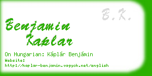 benjamin kaplar business card