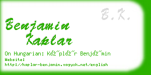 benjamin kaplar business card